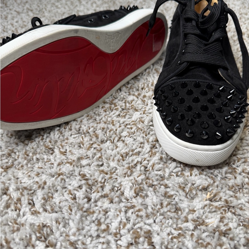 Christian Louboutin Black Suede Spiked Sneakers